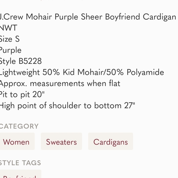 Jcrew lightweight mohair sheer boyfriend cardigan Academia Preppy Style - Picture 6 of 6